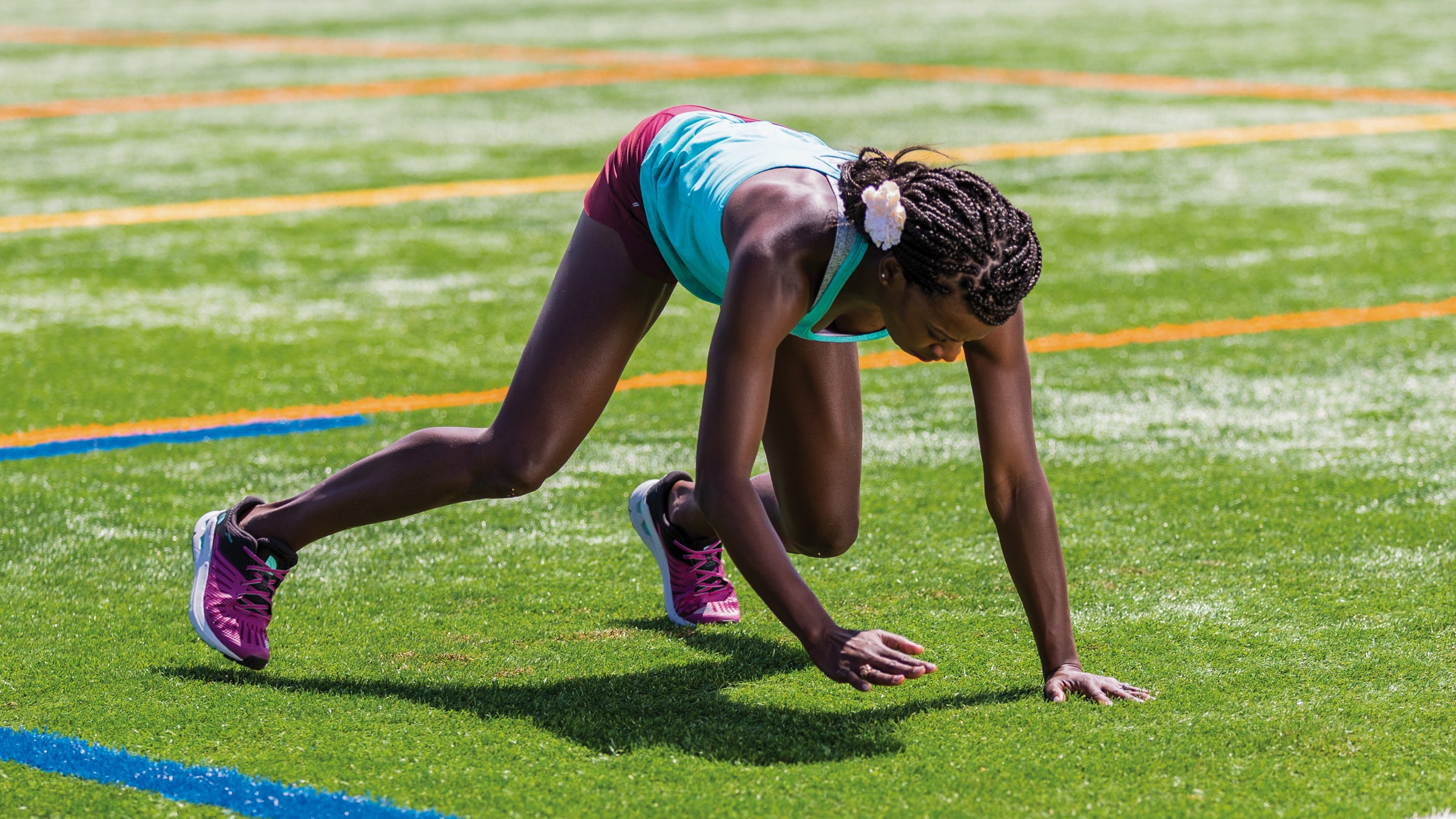 Alysia Montano demonstrating a lateral bear crawl