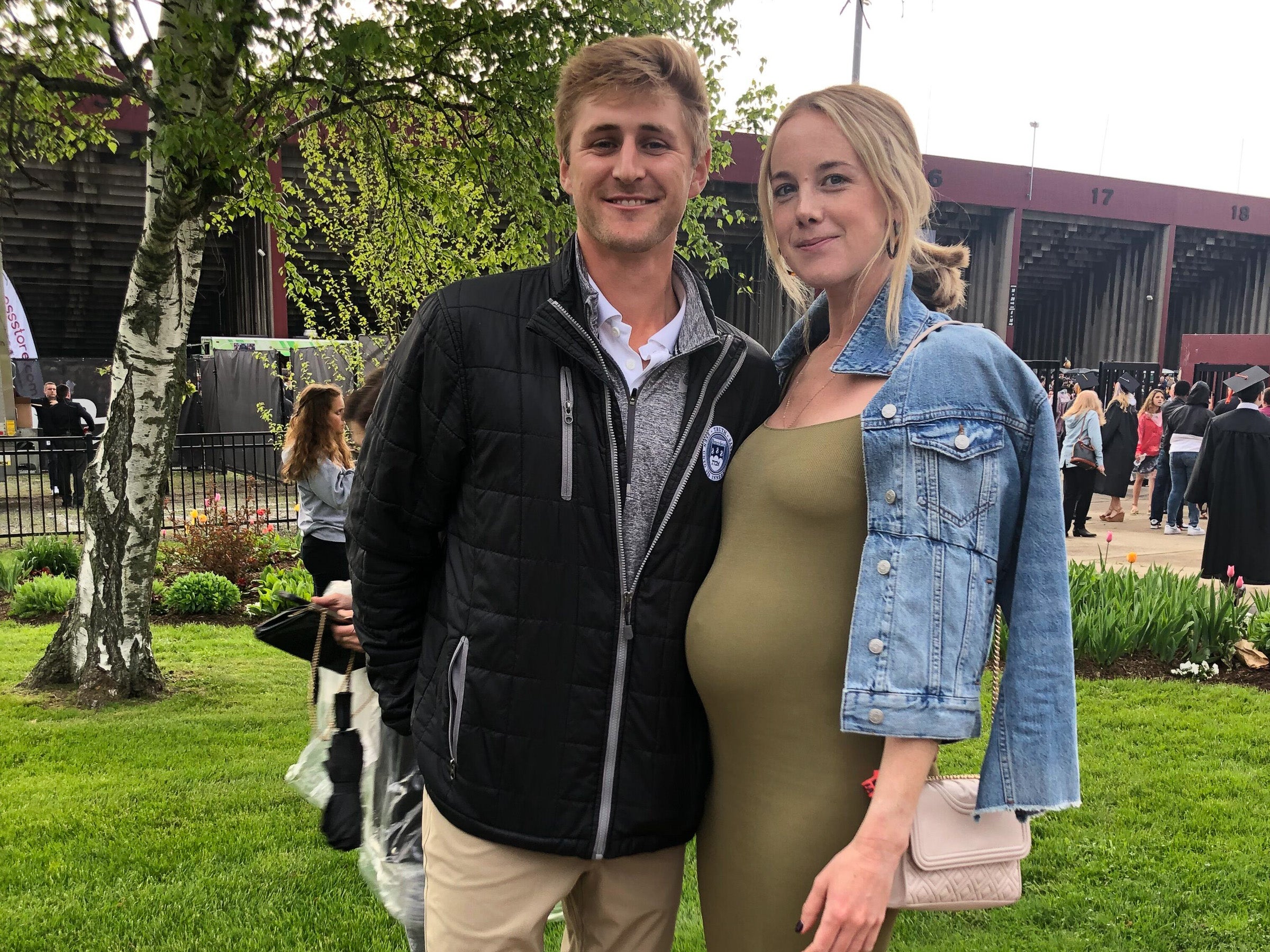 Author Cassie Shortsleeve and her husband mid-pregnancy