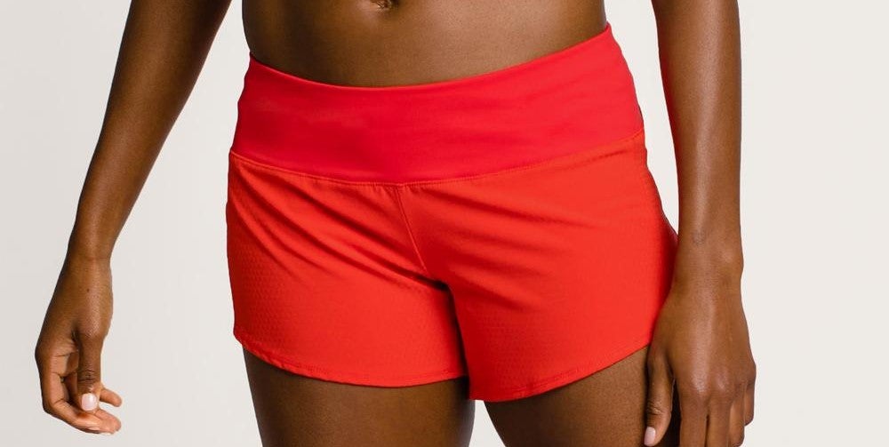 Bright red running shorts