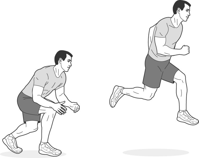 Illustration of man performing a split squat jump