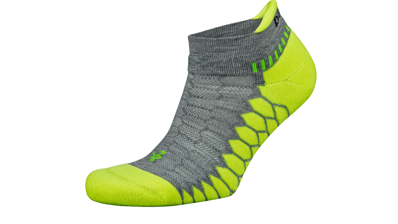 Balega's no-show socks in Grey and Neon Lime combine the two Pantone Colors of the Year 2021