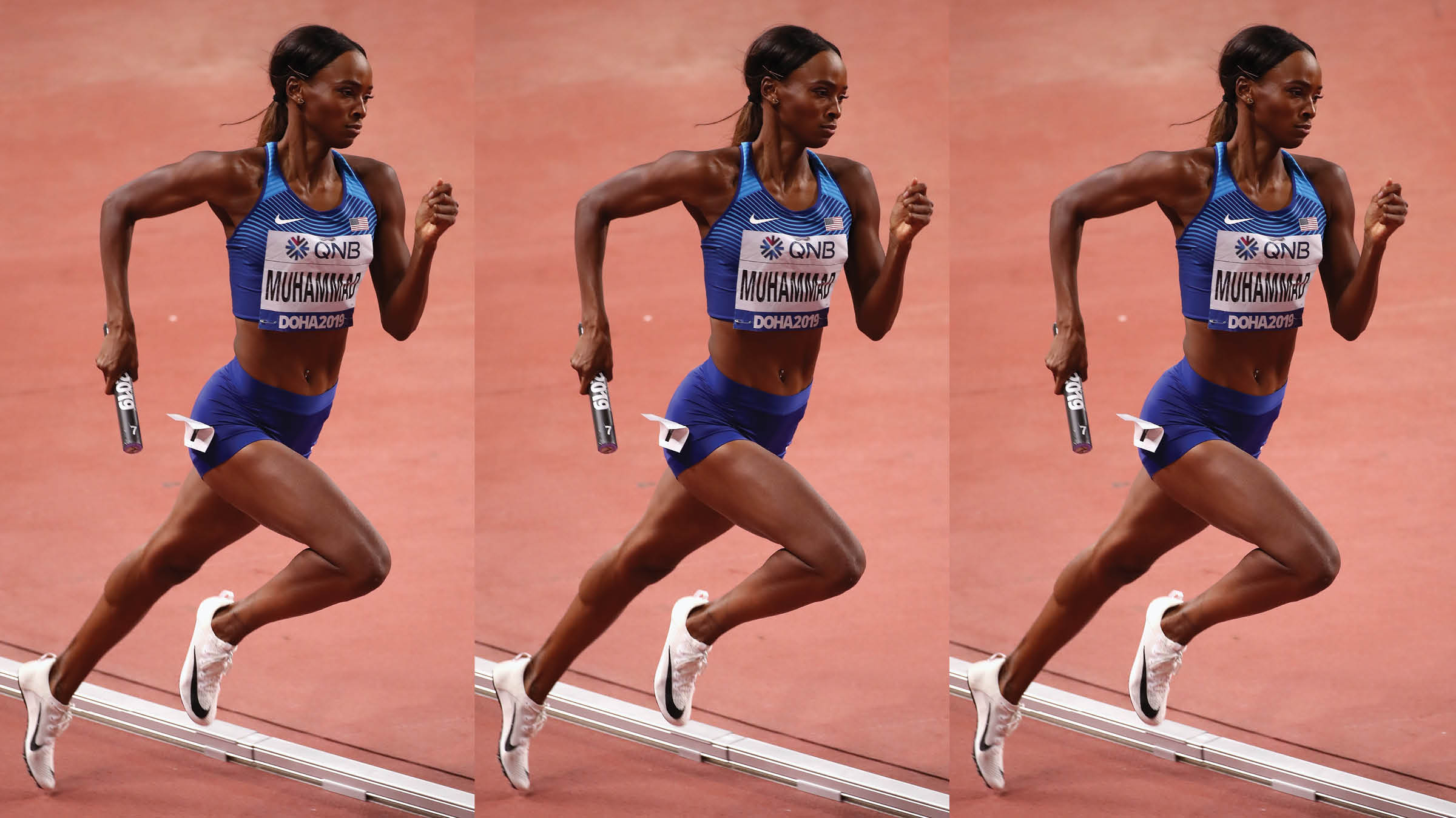 Delilah Muhammad competes for Team USA on the track