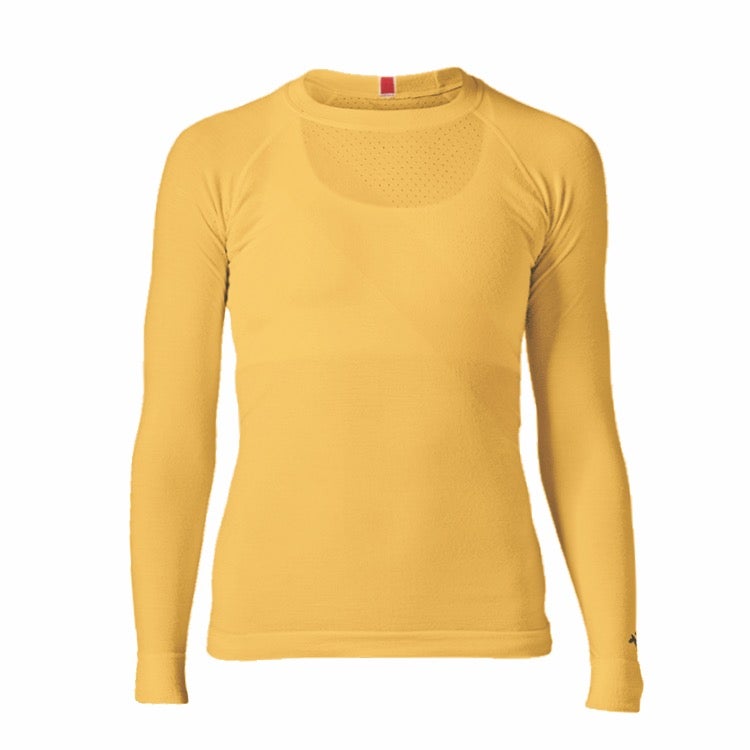 Longsleeve merino wool base layer in yellow from Tracksmith