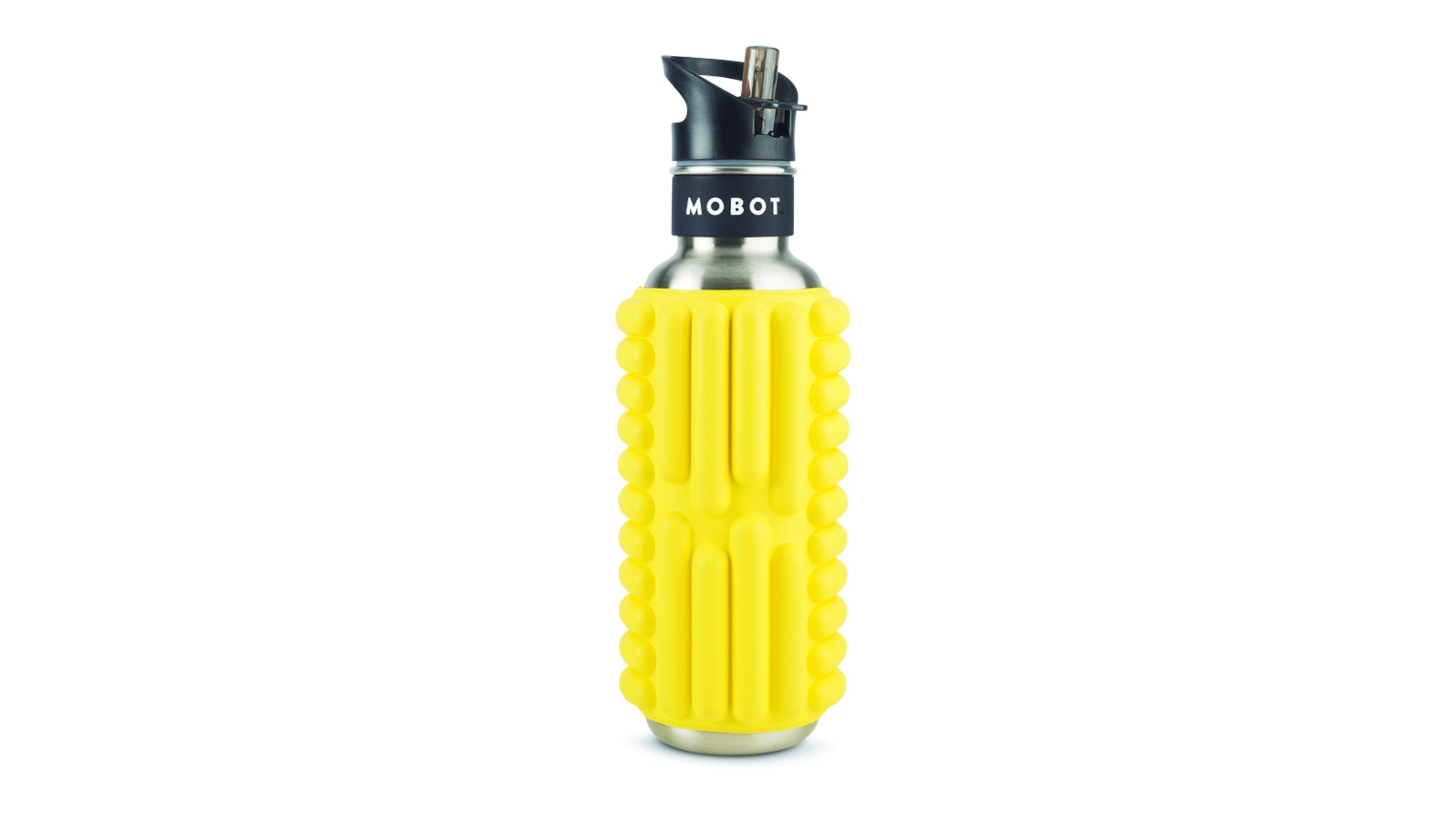 Bright yellow knobbed water bottle