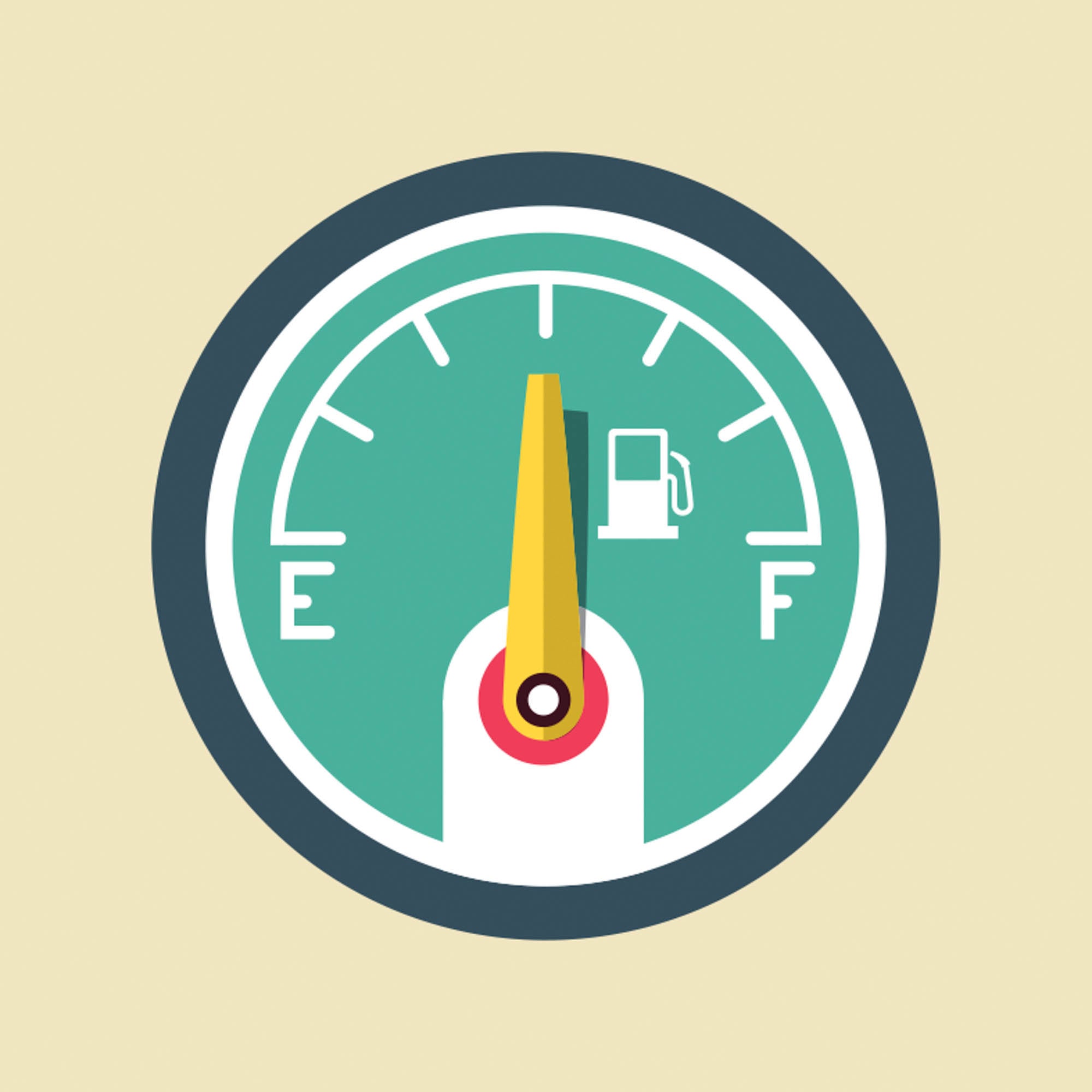 Illustration of a fuel gauge at half full